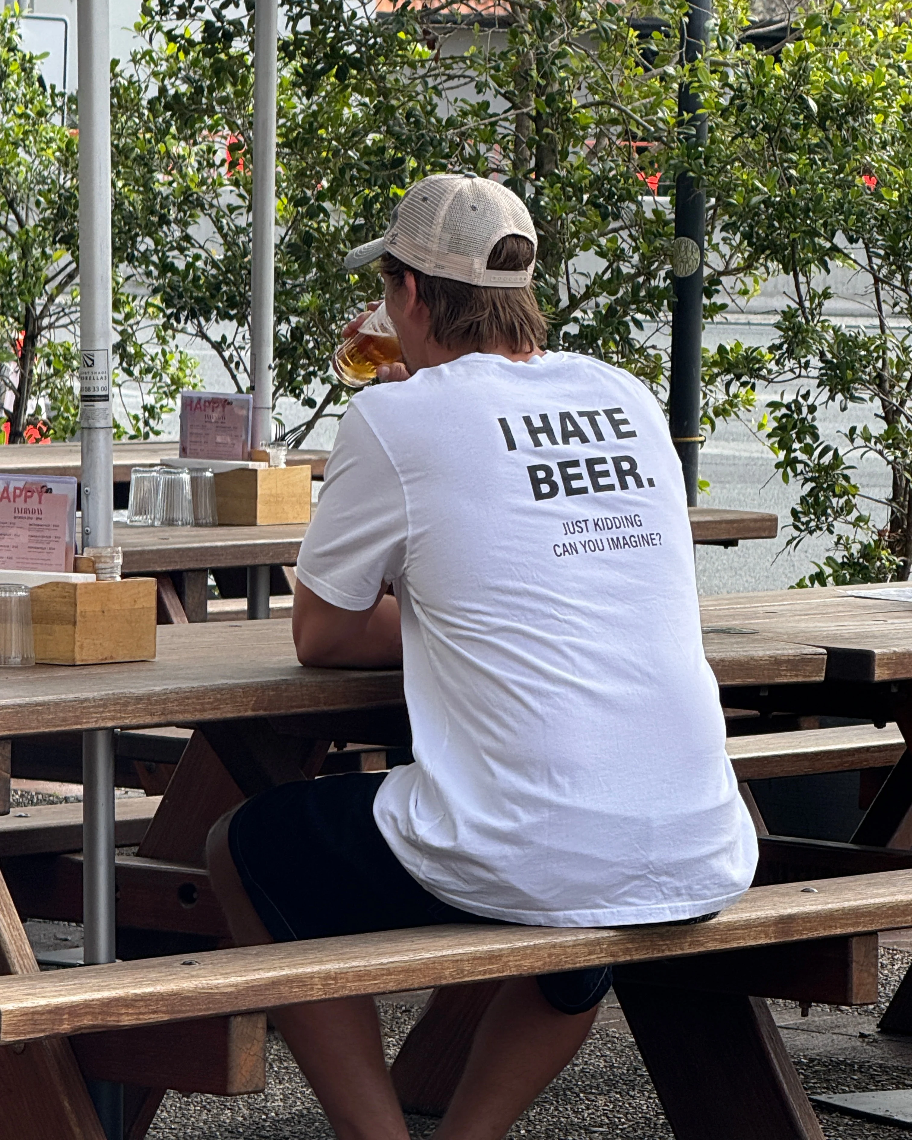 I HATE BEER White Tee - Image 4